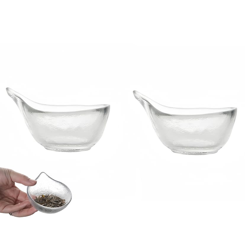 JANKOW Glass Duckbill Cha He Tea Leaf Holder, Loose Leaf Tea Distributor Scoop for Gongfu Tea, Transparent White, Set of 2