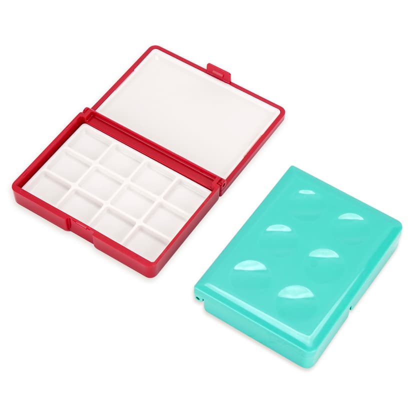 JANKOW 2PCS Plastic Watercolor Box, Portable Paint Palette Box, Empty Watercolor Palette Box Container, Watercolor Paint Palette Box, Paint Pallet for Paint Lovers, Students (blue x 24,Red x 12)