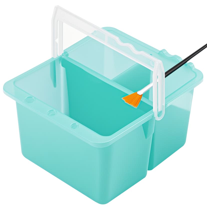 JANKOW Brush Washing Bucket, Plastic Double Detachable Pen Cleaner, Watercolor Art Paint Storage, Multifunction Paint Brush Washing Bucket with Handle for Watercolor Outdoor Indoor Painting
