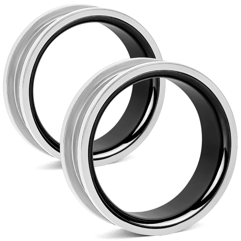 CAIRIAC Stainless Steel Ear Gauges Screw Plugs, 30mm Tunnels for Ears, Large Double Flared Ear Expander Stretcher Earrings for Women Men Gifts (Black, Silver,1 Pair)