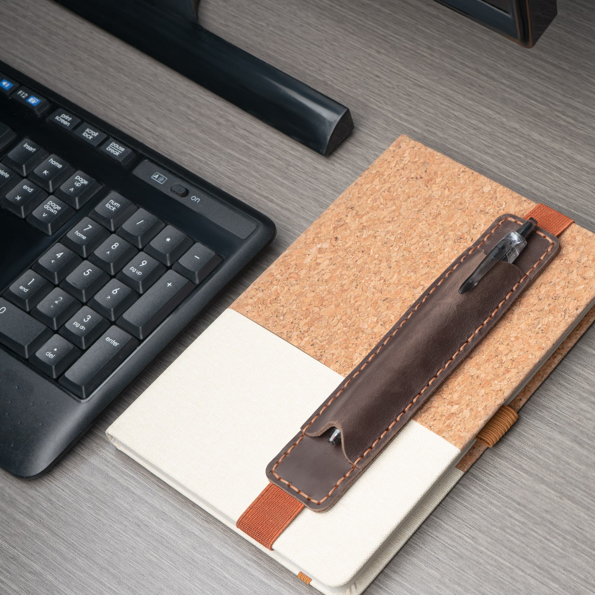 JANKINGS Crazy Horse Leather Elastic Pen Holder for Notebook, Coffee – Genuine Leather Journal Band Pen Pouch, Fits Most A5/Travelers Notebooks, 1-Pack - 3