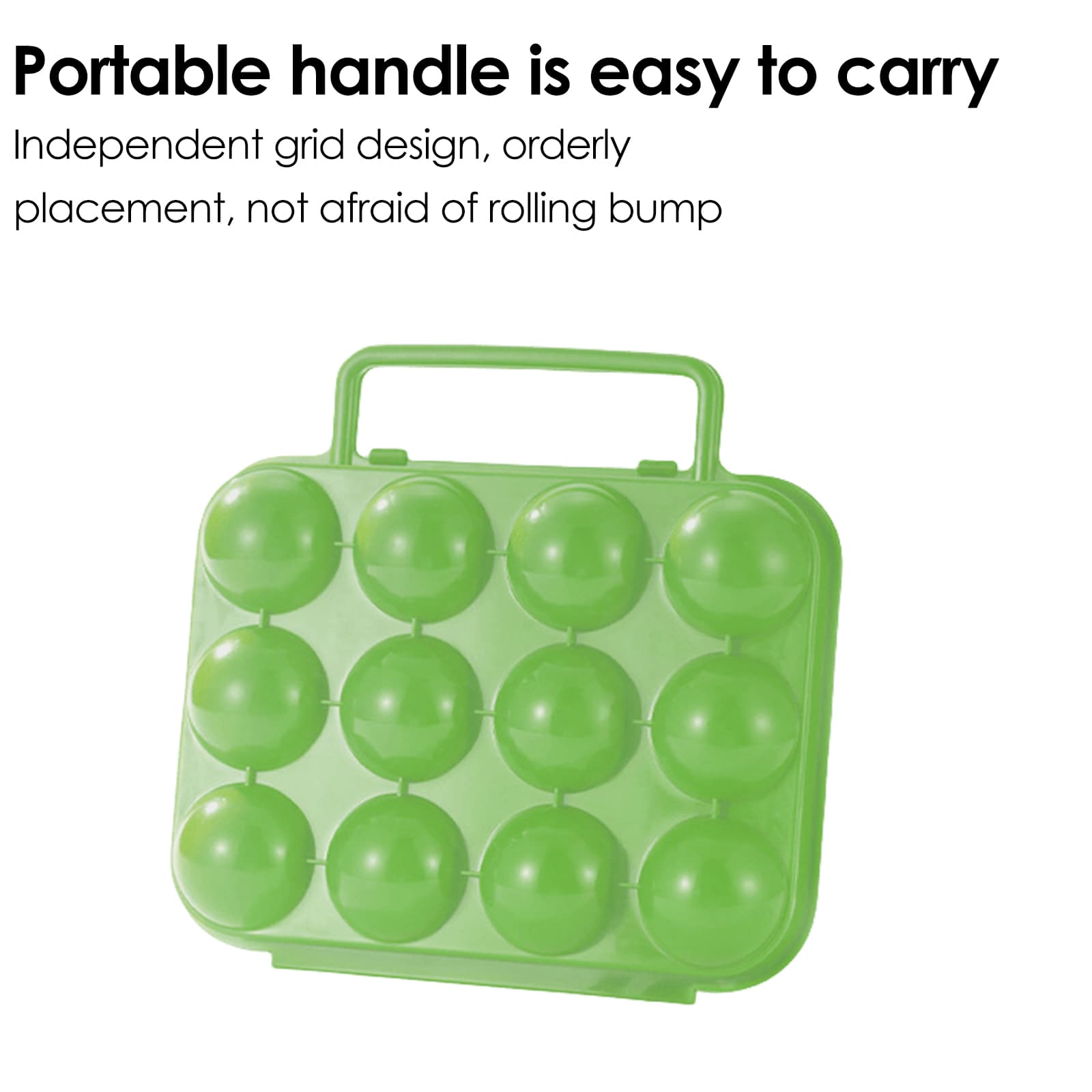 JANKOW 2 PCs Portable Egg Carton with Handle, 24 Grids Egg Camping Holder for Eggs, Portable Container for Travel, Outdoor Hiking, Picnic(Green and Blue) Gift: 2 x Flowers - 6