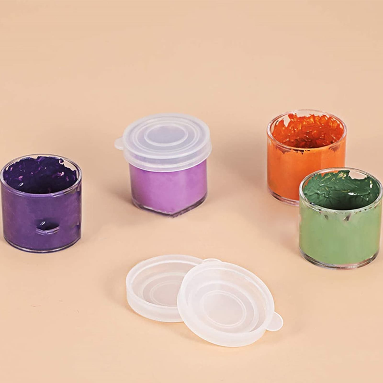 JANKOW Mini Plastic Paint Cup, Mini Plastic Paint Cups with Lids, Clear Storage Box Round Organizer, Paint Cups with Lids Bulk for Painting, Cosmetics, Glitter Powder, Jewelry Beads, Powder (12Pcs） - 3