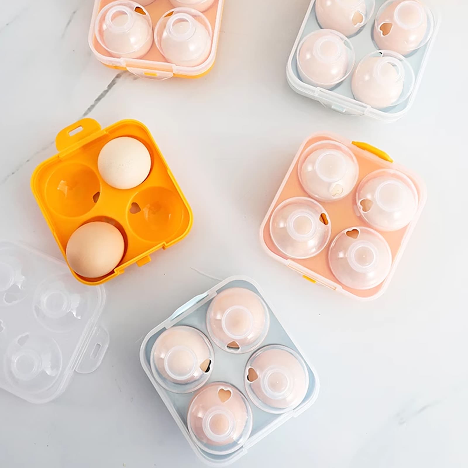 JANKOW 4 Girds Egg Holder Container, Plastic Egg Storage Box Shockproof Protection, Portable Egg Tray Carriage Dispenser for Refrigerator Camping Picnic Travel Kitchen Outdoor (orange 2 Pcs) - 2