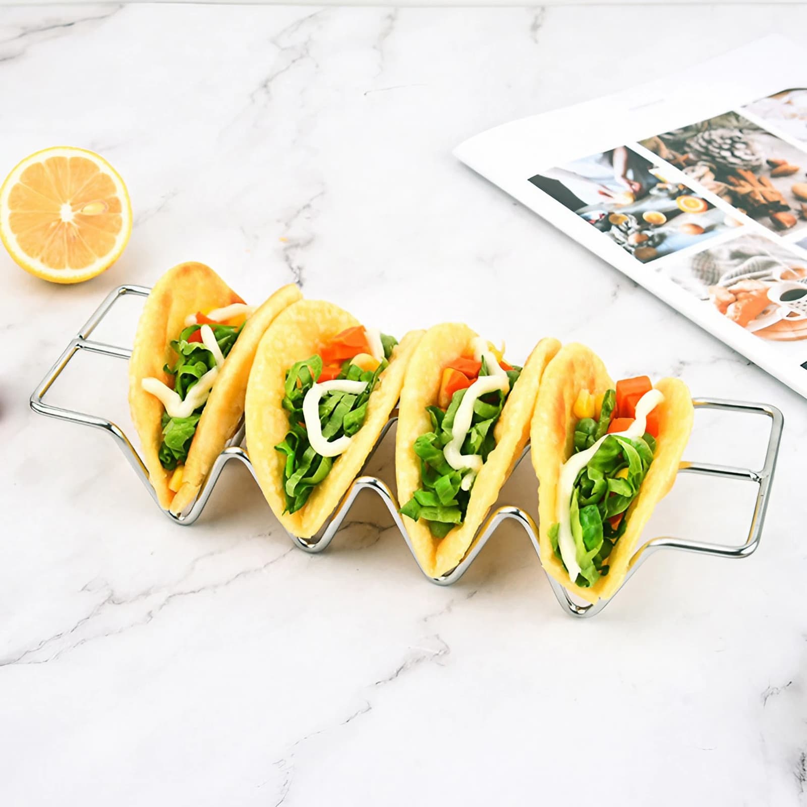 JANKOW Taco Holders set, Stainless Steel Taco Shell Holder Stand, Iron Wire Technology Holder Have More Easy to Take Taco the Great Choice for Dinner - 5