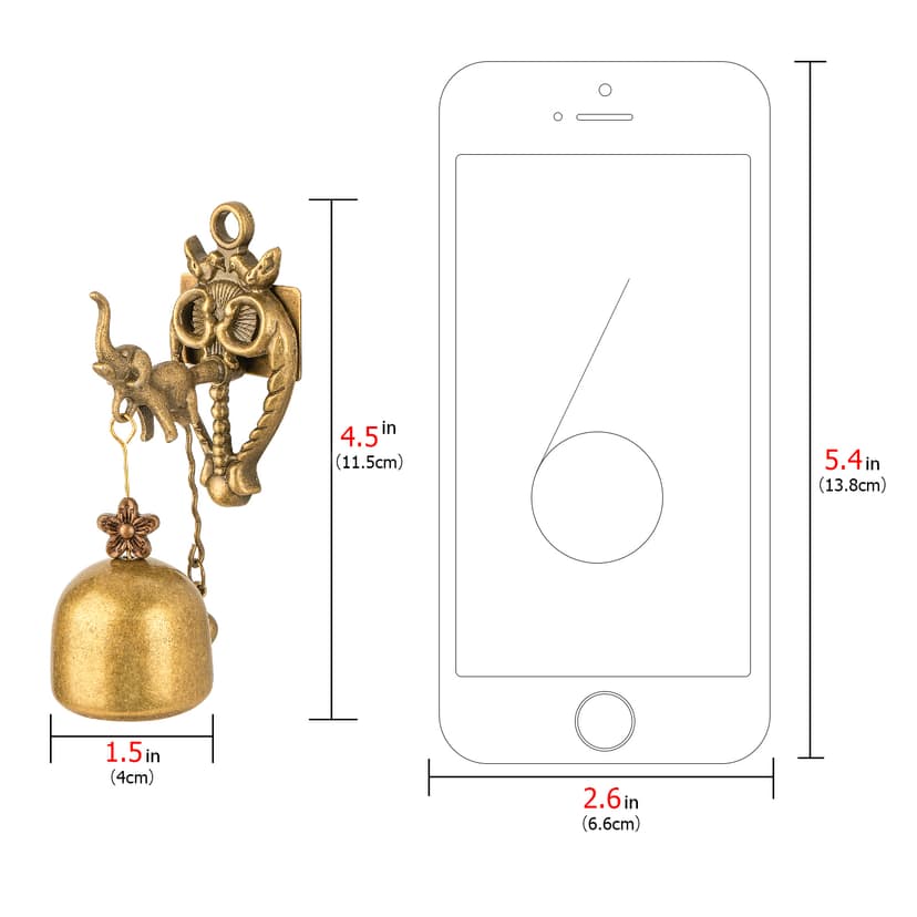 CAIRIAC Vintage Metal Doorbell Retro Classic Magnetic Wind Chimes Decoration for Shopkeepers, Wall Door Ornaments Indoor Outdoor Elephant Doorbell (2 Pack)