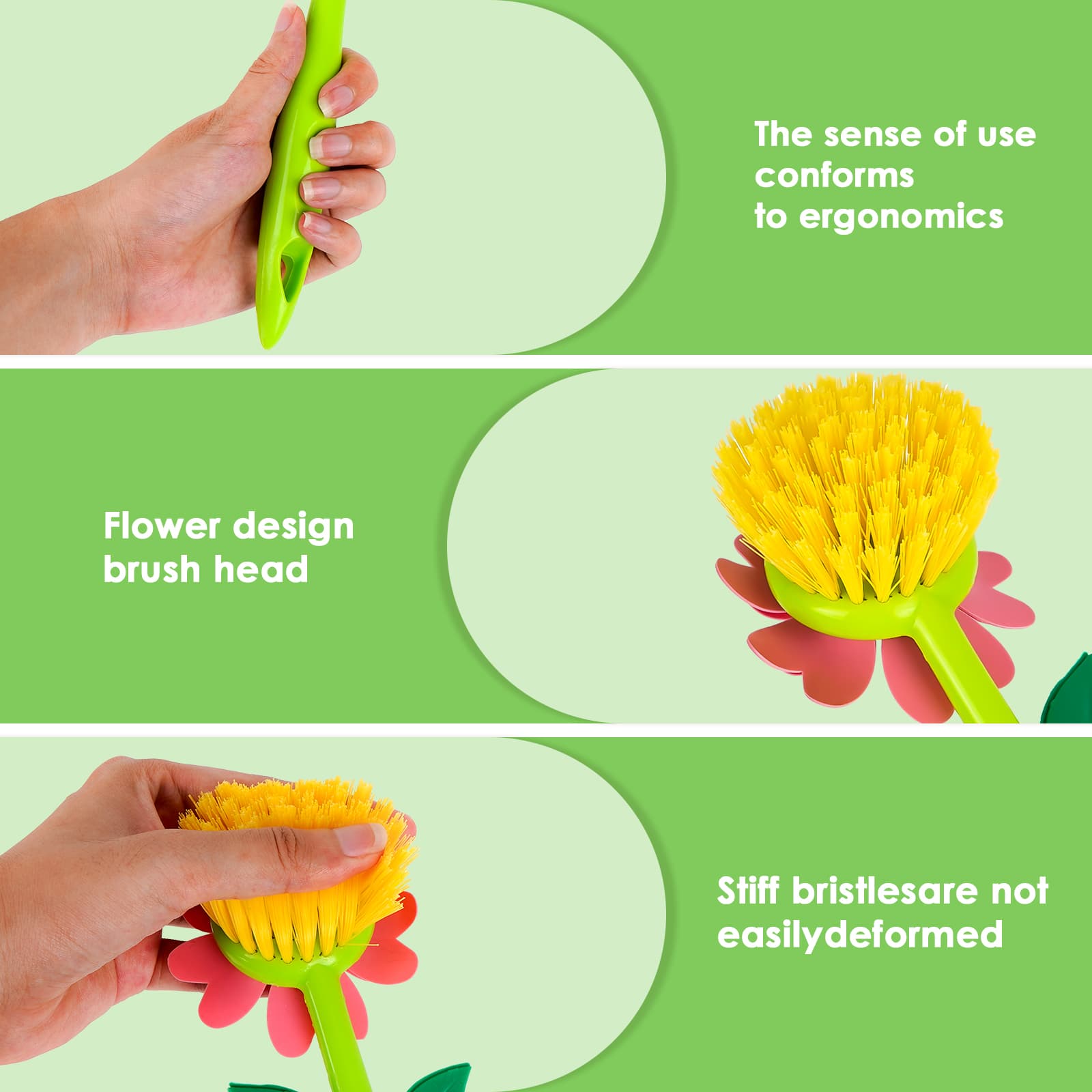 JANKOW Long Handle Flower Pot Brush, Florganic Dish Brush with Vase, Long Handle Dish Brush Kitchen - 2