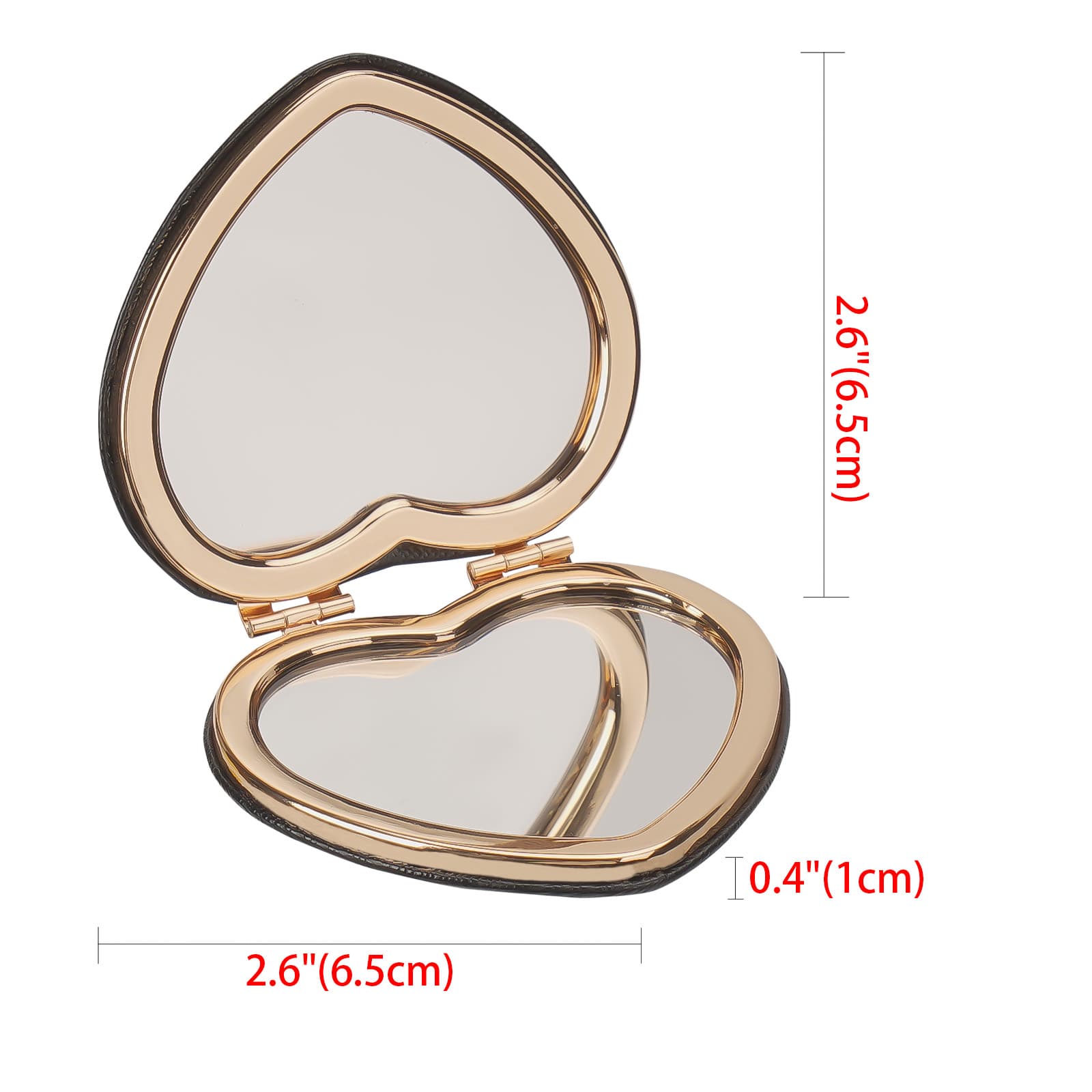 CAIRIAC Compact Mirrors, Leather Folding Travel Mirrors, Bee Double Sided Handheld Mirrors, Portable Heart Shaped Makeup Mirrors Gift for Girls Women Mothers - 1