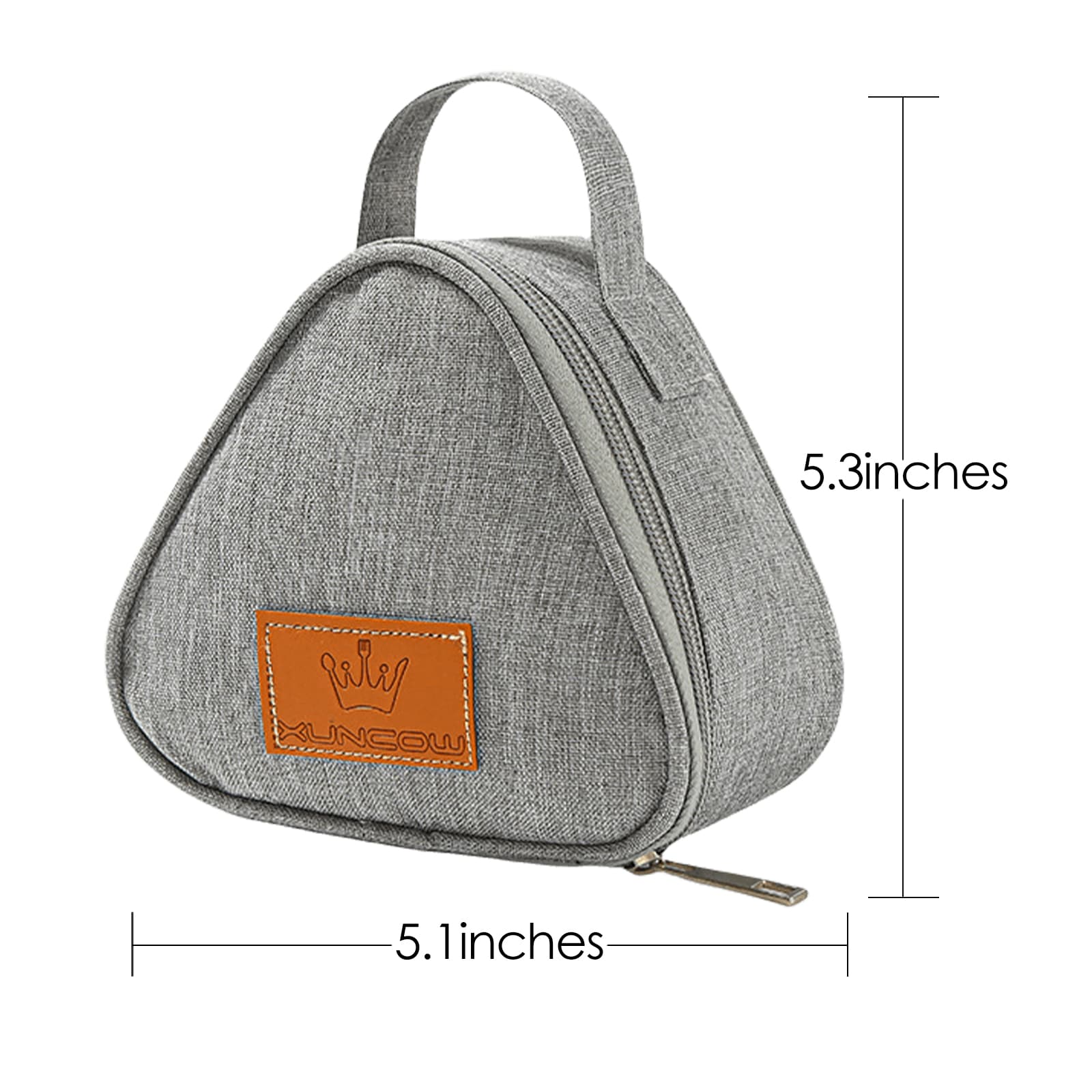 JANKOW Small Reusable Snack Bags Food Breakfast bento bag Small Triangular Rice Ball Lunch Box Bag for Women Sandwich Bag Work Travel Gym Picnic Leakproof Outdoors Game Handbags For Adults (Gray) - 1