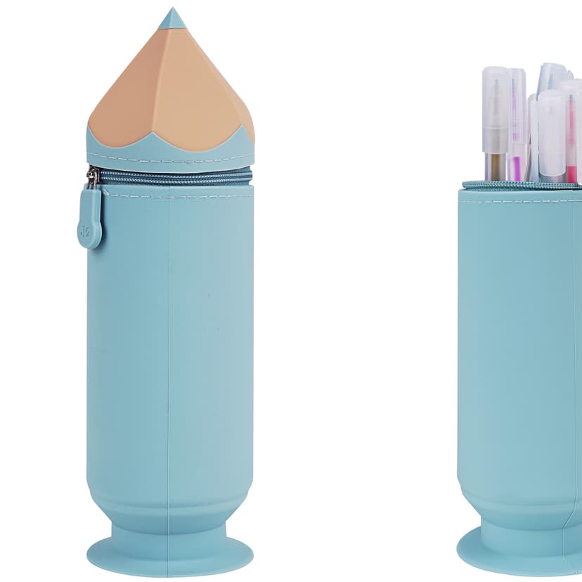 JANKOW Silicone Pencil Case, Pencil Box, Pen Bag Holder, Silicone Storage Bag, Stand Up Pen Case pencil Box for Gift ( Light blue )