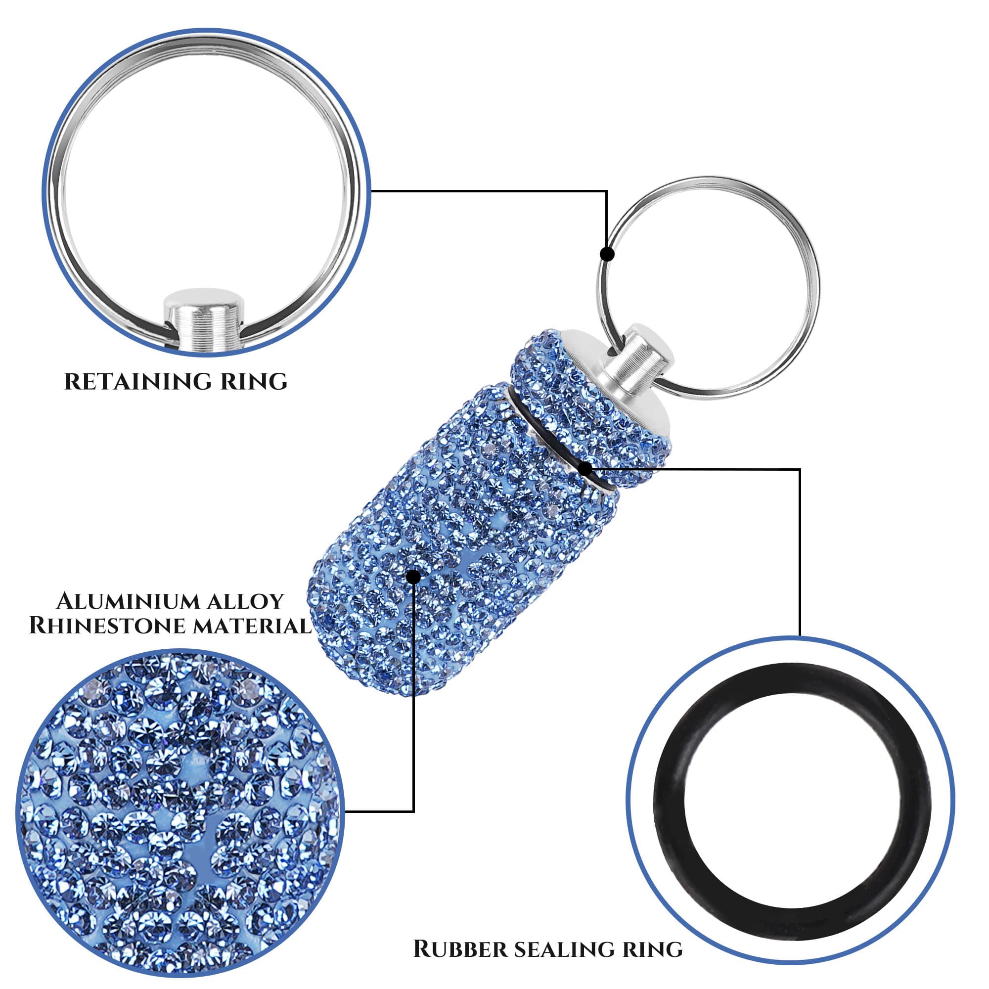 JANKOW JANKOW Bling Portable Ear Plug Case, Mini Earplug Cases, Waterproof Metal Earplug Case Keychain Container Holde for Outdoor Travel Business Travel (2 Pcs Light blue, Purple) - 2