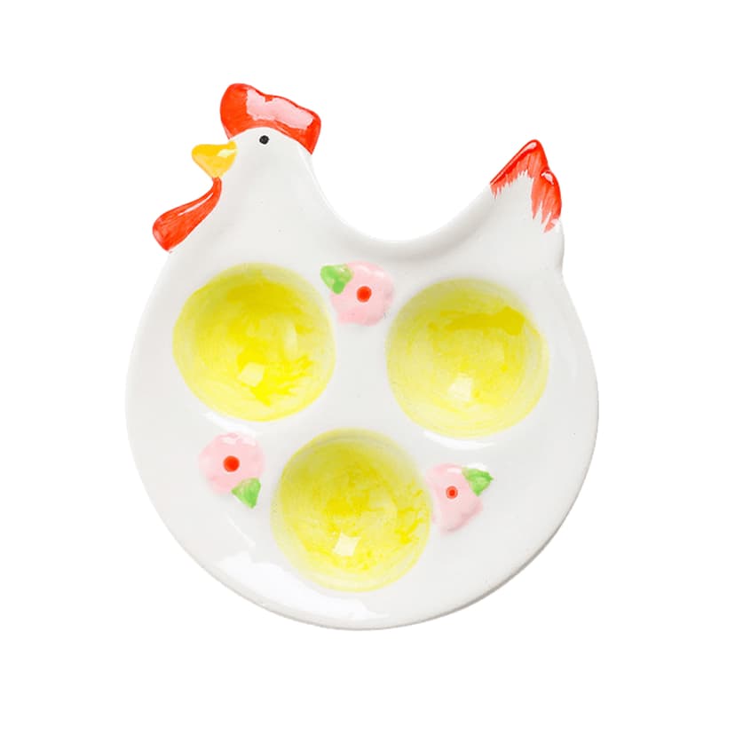 JANKOW 3-Compartment Ceramic Egg Tray - Creative High-End Western Dining Serving Tray for Breakfast, Egg Display Plate, Ceramic Art Piece (1 Pcs)