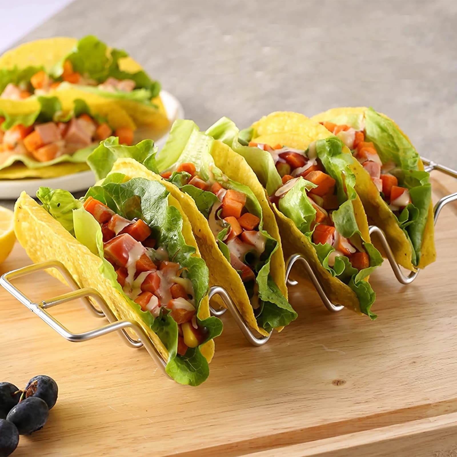 JANKOW Taco Holders set, Stainless Steel Taco Shell Holder Stand, Iron Wire Technology Holder Have More Easy to Take Taco the Great Choice for Dinner - 3