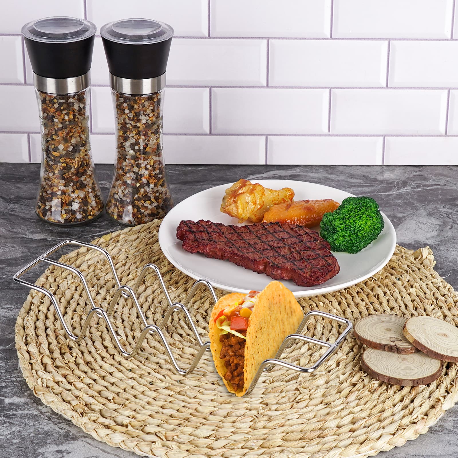 JANKOW Taco Holders set, Stainless Steel Taco Shell Holder Stand, Iron Wire Technology Holder Have More Easy to Take Taco the Great Choice for Dinner - 4