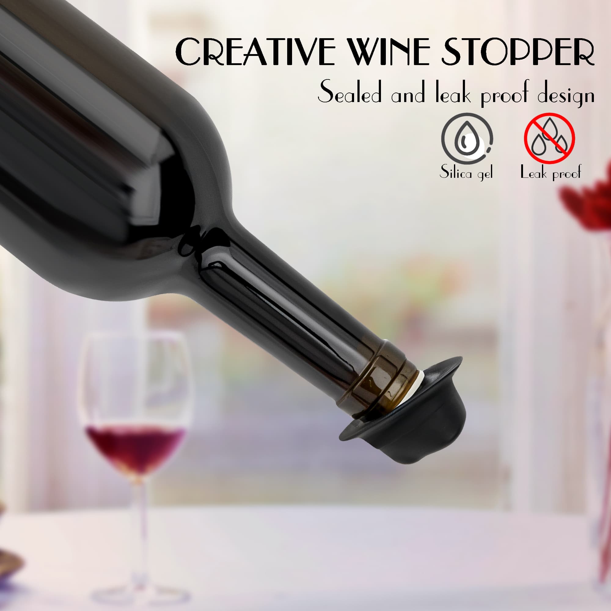 JANKOW 2 Pack Silicone Funny Wine Bottle Stopper with Cowboys Hat Design, Bottle Plug Leak Wine Bottle Sealer for Wines Champagne Beverage Beer, Preserving Taste for Parties and Gifts - 2