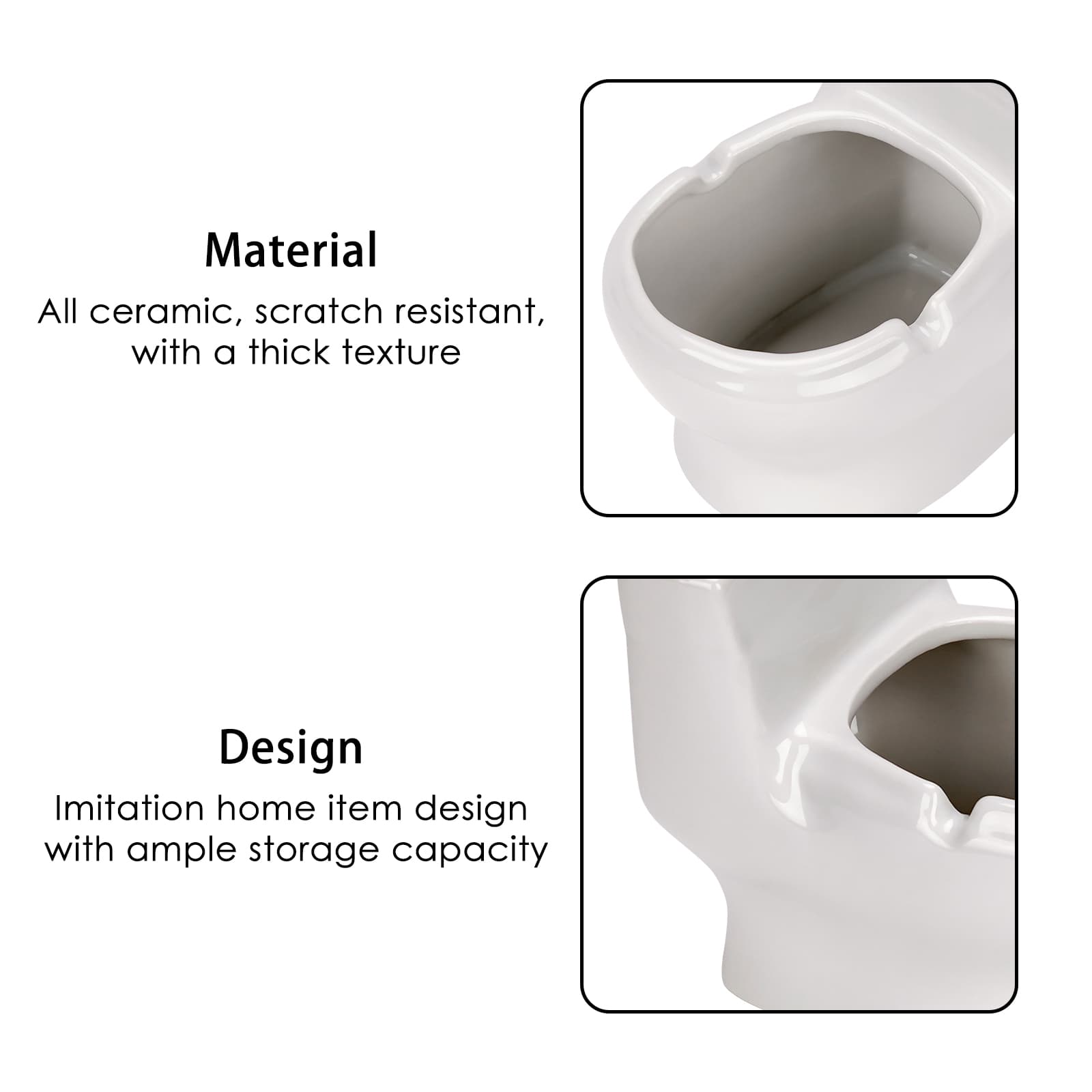 JANKOW Ceramic Toilet Shaped Pen Holder - Funny and Functional Desk Organizer (1 PCS White) - 2
