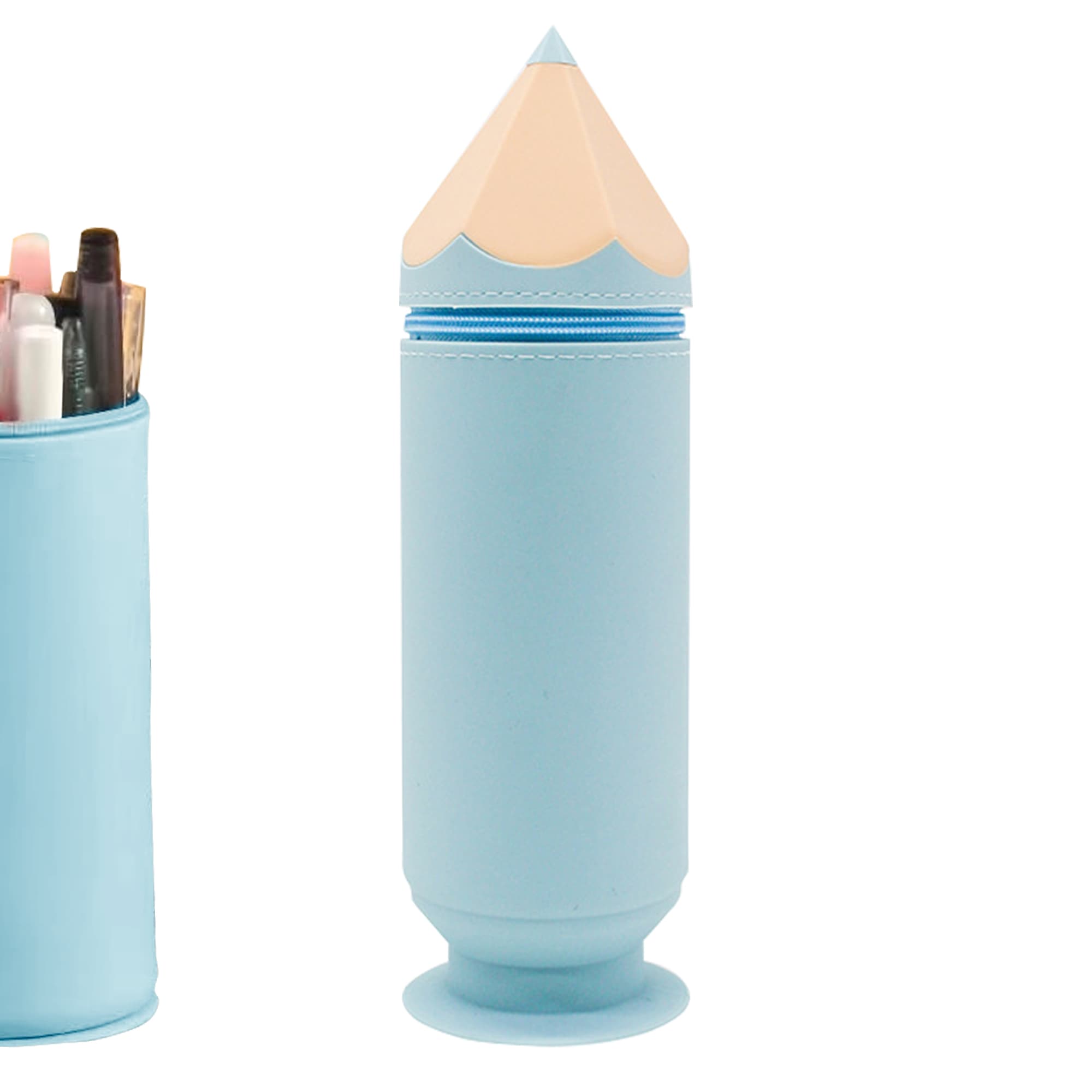 JANKOW Silicone Pencil Case, Pencil Box, Pen Bag Holder, Silicone Storage Bag, Stand Up Pen Case pencil Box for Gift ( Light blue ) - 6