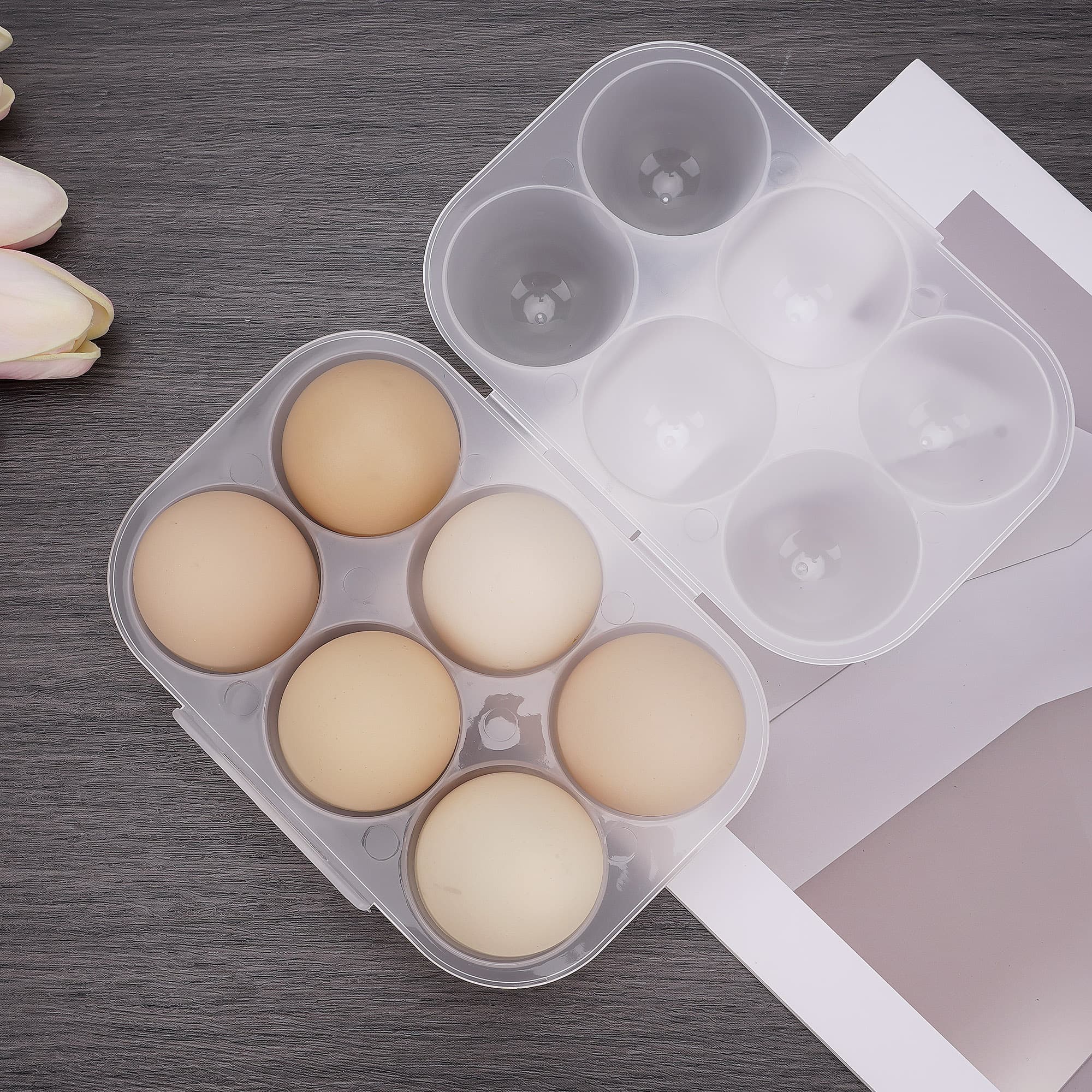JANKOW 6 Egg Holder Container Portable Plastic Egg Holder Case - Shockproof and Secure Egg Storage Rack for fitness, Outdoor Use - 3