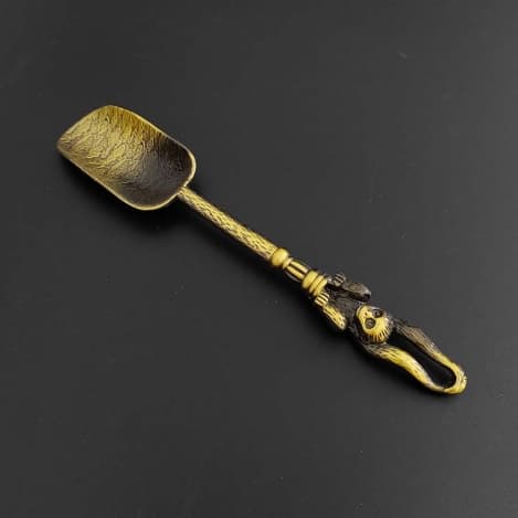 JANKINGS Vintage Bronze Monkey Tea Scoop, Zinc Alloy Loose Leaf Tea Measuring Spoon, Set of 2 - 5