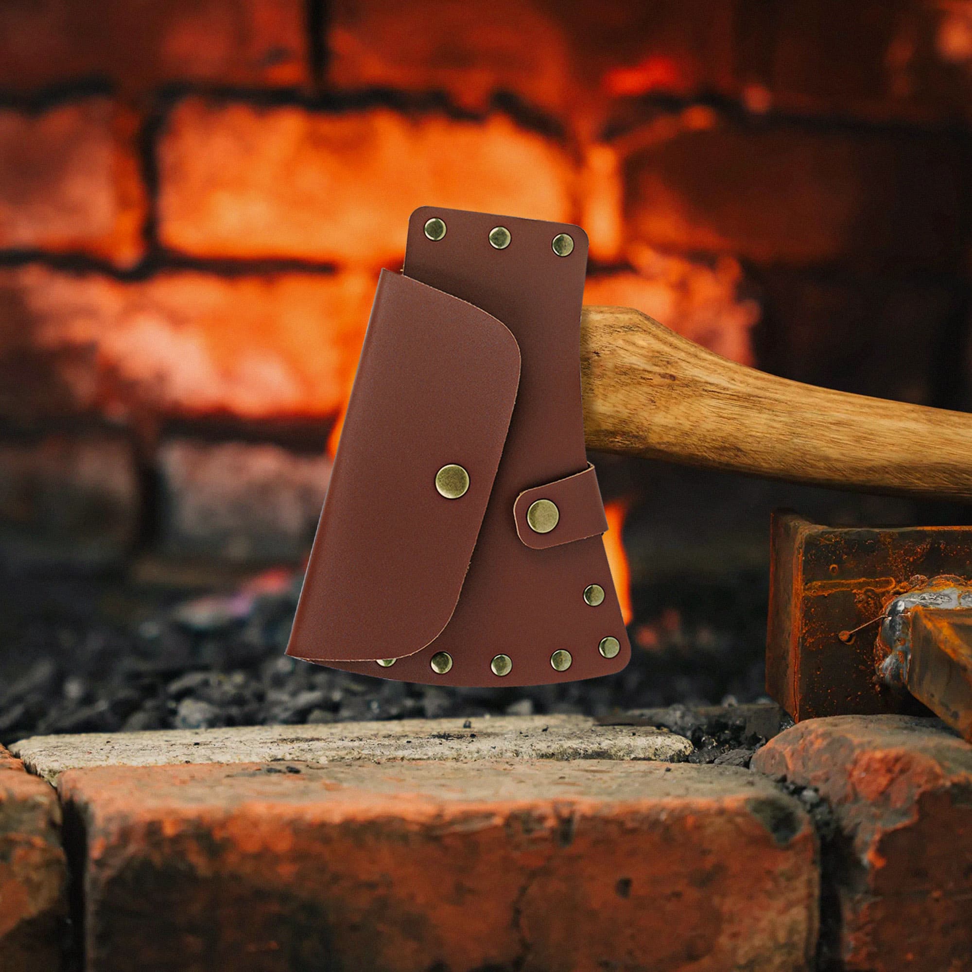 JANKOW Axe Head Sheath, Camp Axe Case Blade Cover, Leather Holster, Hatchet Covers, Sheath Cover for Belt (Small size) - 5