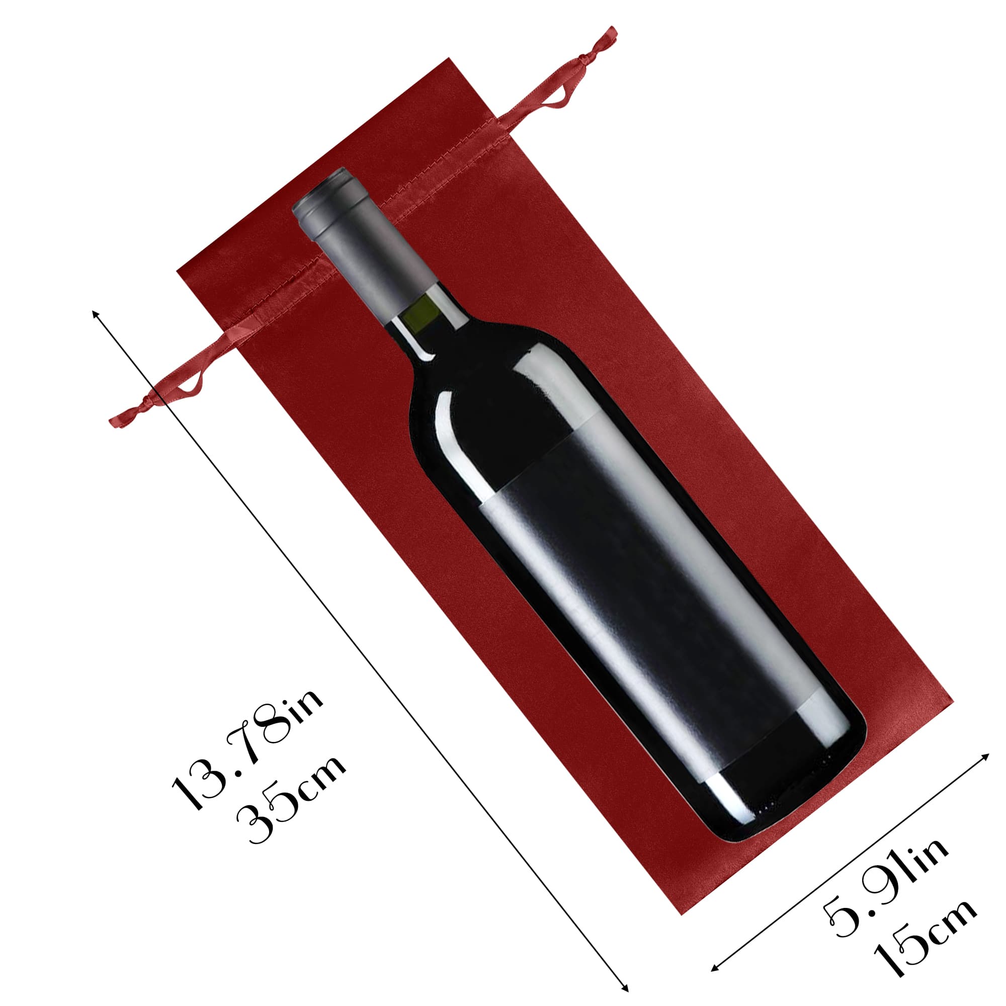 JANKINGS Wine Bottle Gift Bag, Reusable Silk Wine Gift Bags with Drawstrings, Champagne Bags Carrier for Birthday, Wedding, Party (12Pcs Red) - 1