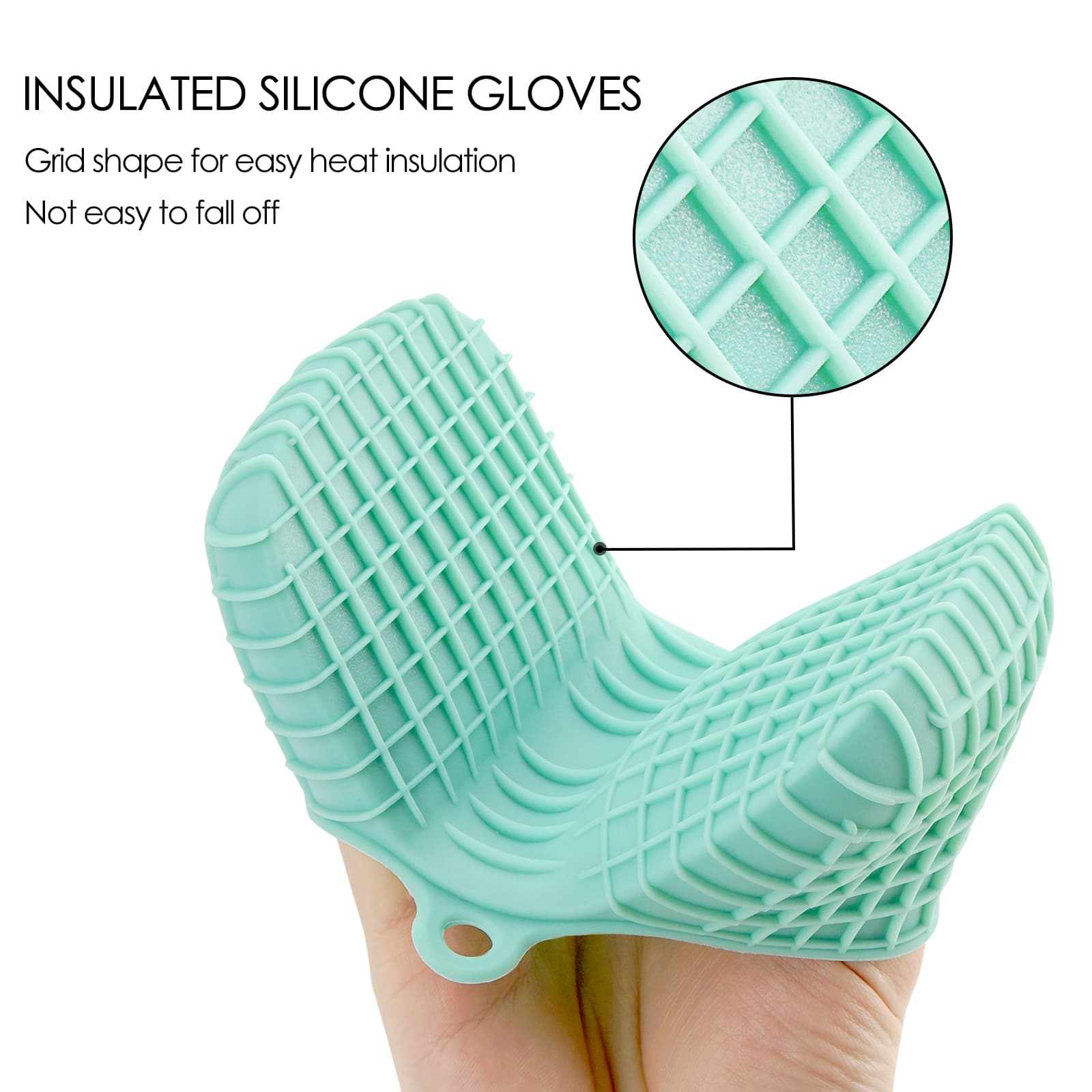 JANKOW 1Pair Silicone Oven Mitts, Heat-proof , Silicone Potholder for Kitchen, Mini Oven Mitts, Rubber Oven Glove, Kitchen Mittens, Pinch Mitts, Cooking Mitts (Green) - 1