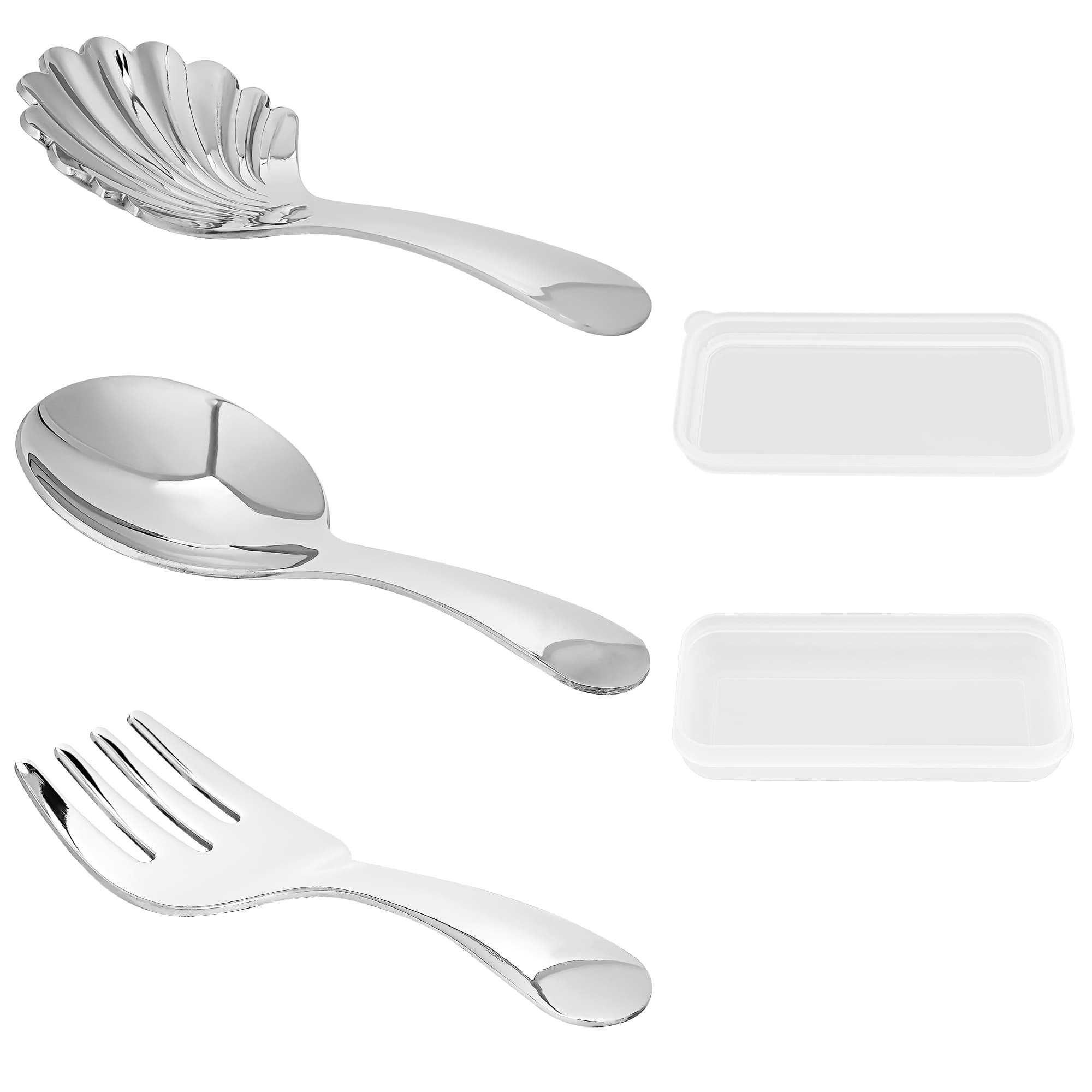 JANKOW 304 Stainless Steel Mini Spoon and Fork Set, 3-Piece Silver Tea & Dessert Utensils, Food-Grade, Mirror Finish, Dishwasher Safe - 1