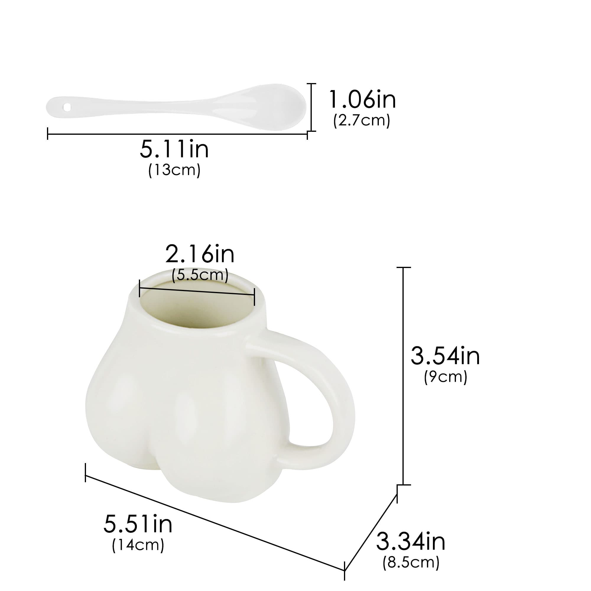 JANKOW Funny Butt Coffee Mug, Butt Ceramic Coffee Mugs, Ceramic Mug for Coffee, Milk, Tea, Etc (White) - 1