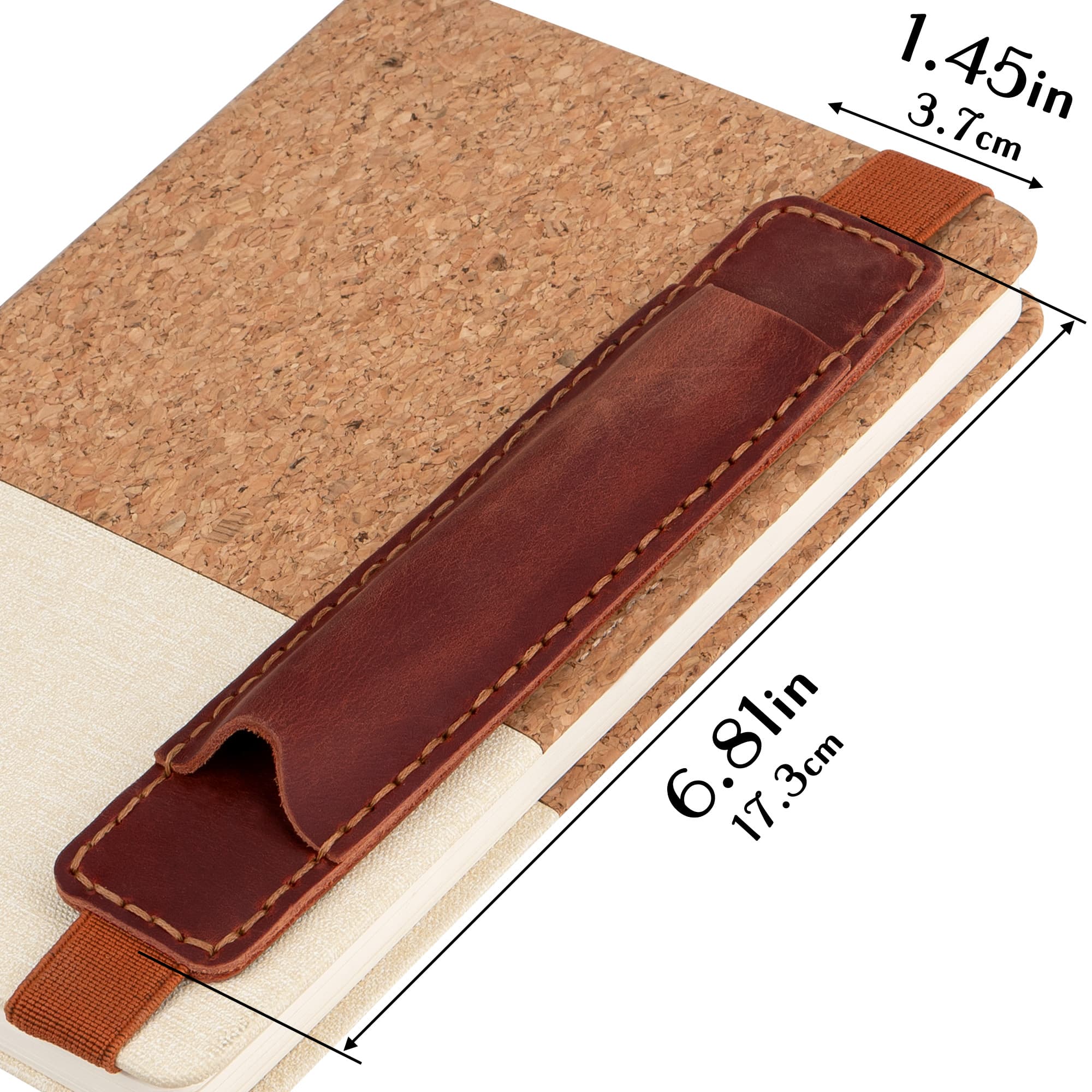 JANKINGS Crazy Horse Leather Elastic Pen Holder for Notebook, Wine Red – Genuine Leather Journal Band Pen Pouch, Fits A5/A6 Planners, 1-Pack - 1
