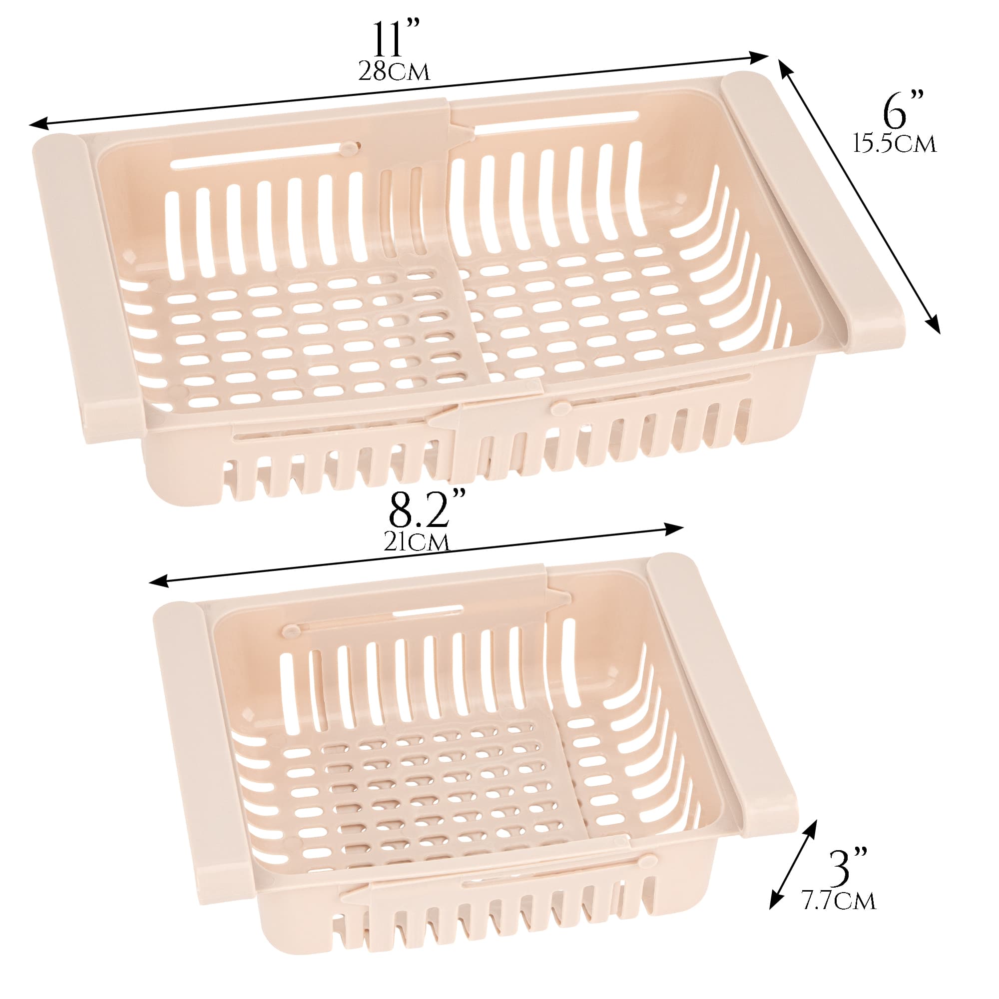 JANKOW Refrigerator Drawer Organizer 2 Packs Retractable Drawer Refrigerator Storage Box, Unique Design Pull Out Storage Box - 1