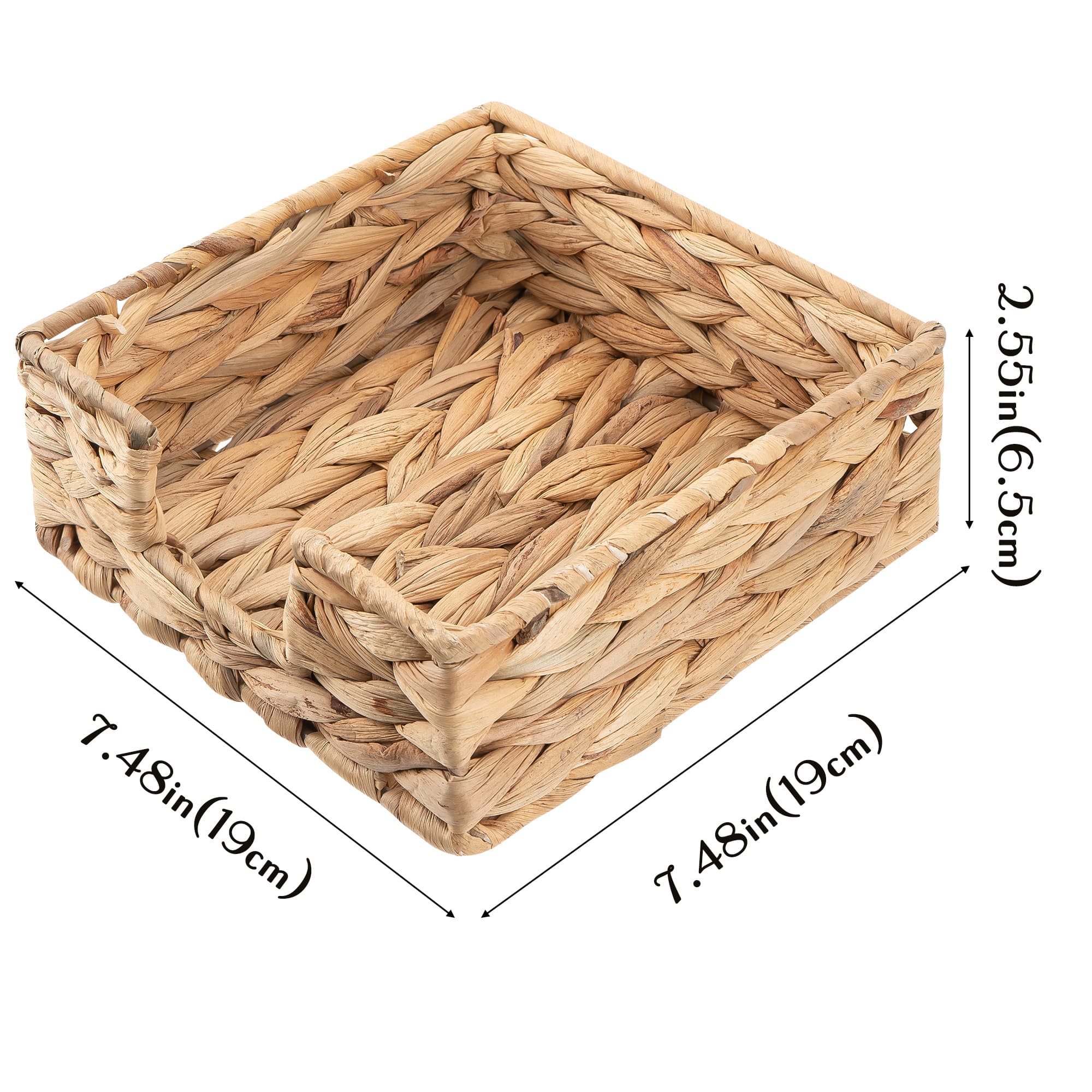 JANKINGS Square Water Hyacinth Napkin Holder - 7.5 Inch Hand-Woven Flat Paper Pouch for Table, Kitchen and Guest Towel Storage - Boho Farmhouse Style - 1